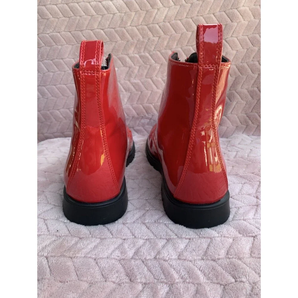 Girls GAP Kids Shiny Red Ankle Boots Sz 4 Youth. New